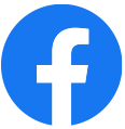 A blue and white facebook logo in a circle.